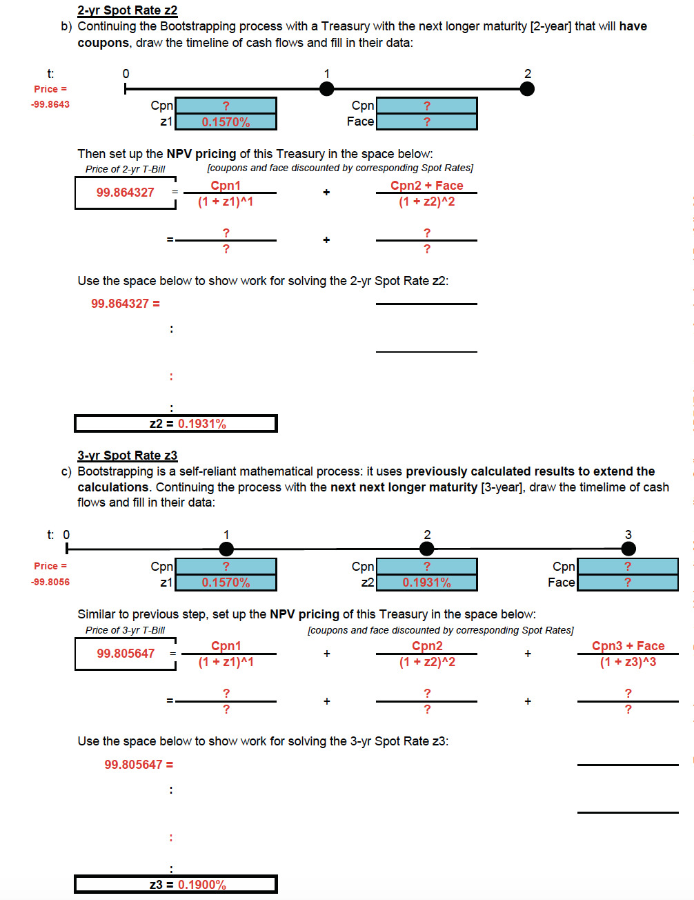 Rates using the method of Bootstrapping -- starting with 1- year T-bill