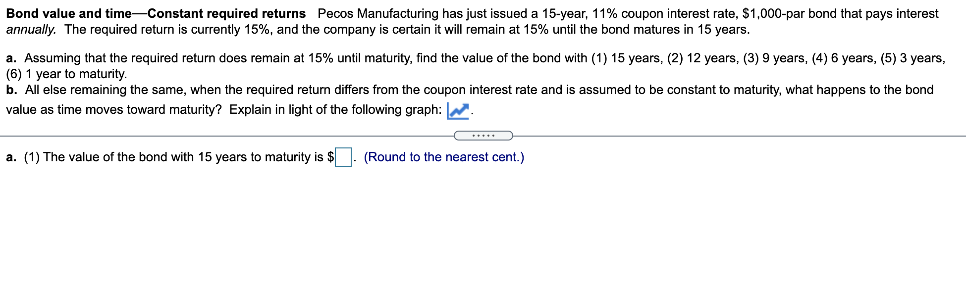 Bond value and timeConstant required returns Pecos Manufacturing has just issued