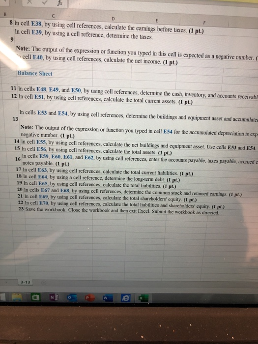 Editin C F G roblem 3-13 Proe alance sheet and income statement