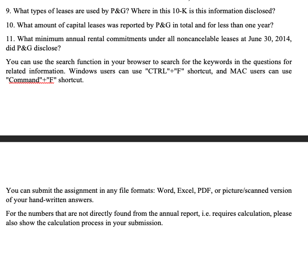 P&G's 2014 annual report as reference. The annual report can be found
