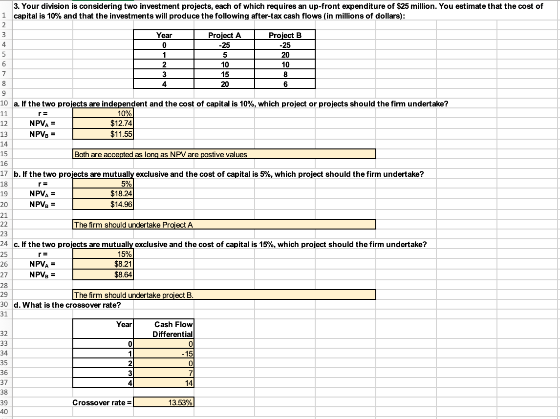 Only answer part B starting from cell B 42 THANKS 3. Your