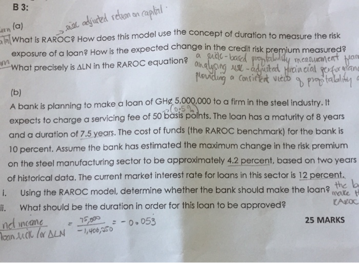  3: urn (a) What is RAROC? How does this model use