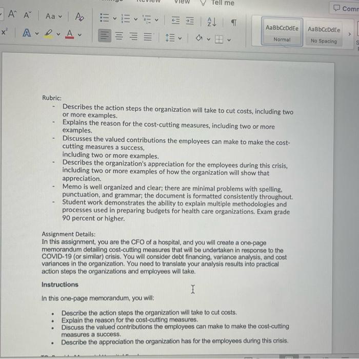  Rubric: - Describes the action steps the organization will take to