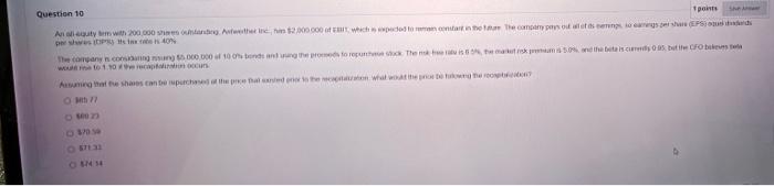  Question 10 points Anslutem with 200.000 Atherine, 200.000 ft which contain