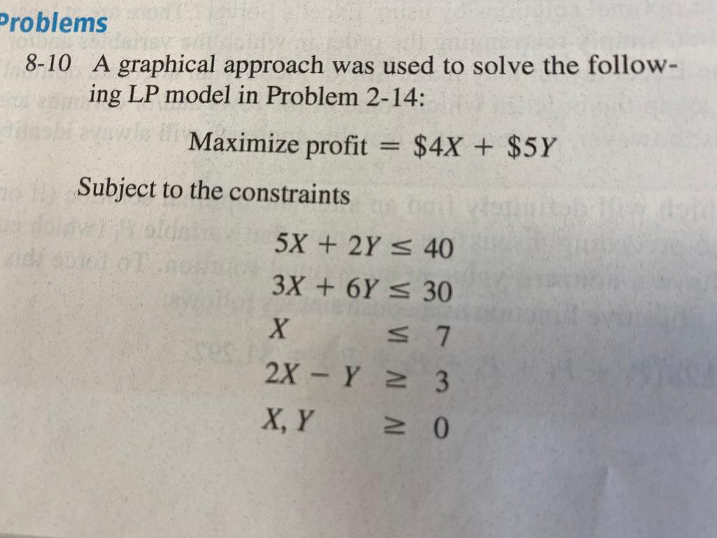  Please help problem 8-10. Use the graphical solution to answer the