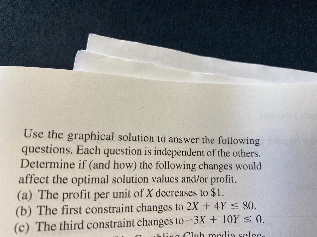 following questions. a) The profit per unit of X decreases to $1