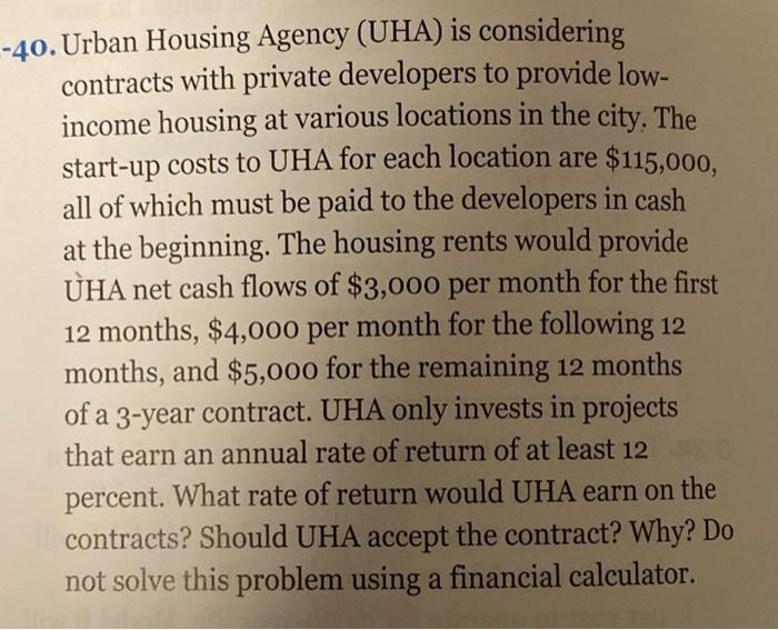  first the problem and then solve the IRR , monthly return,