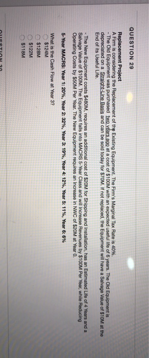 the Existing Equipment. The Firm's Marginal Tax Rate is 40% - The