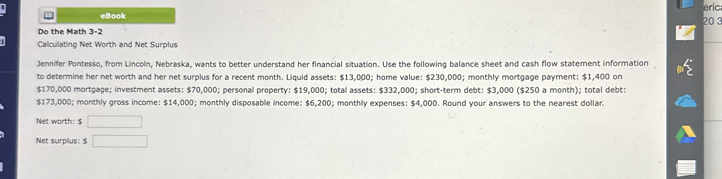  eBook Do the Math 3-2 Calculating Net Worth and Net Surplus