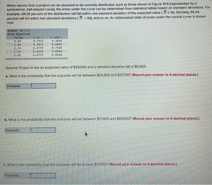  When returns from a project can be assumed to be normally