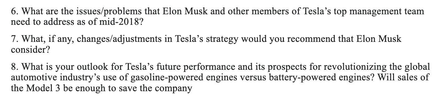 Model 3 Save the Company?) 6. What are the issues/problems that Elon
