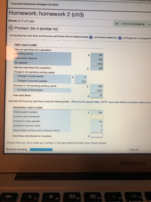  Financial Statement Analysis Fall 2019 Homework: homework 2 (ch3) Score: 0.77