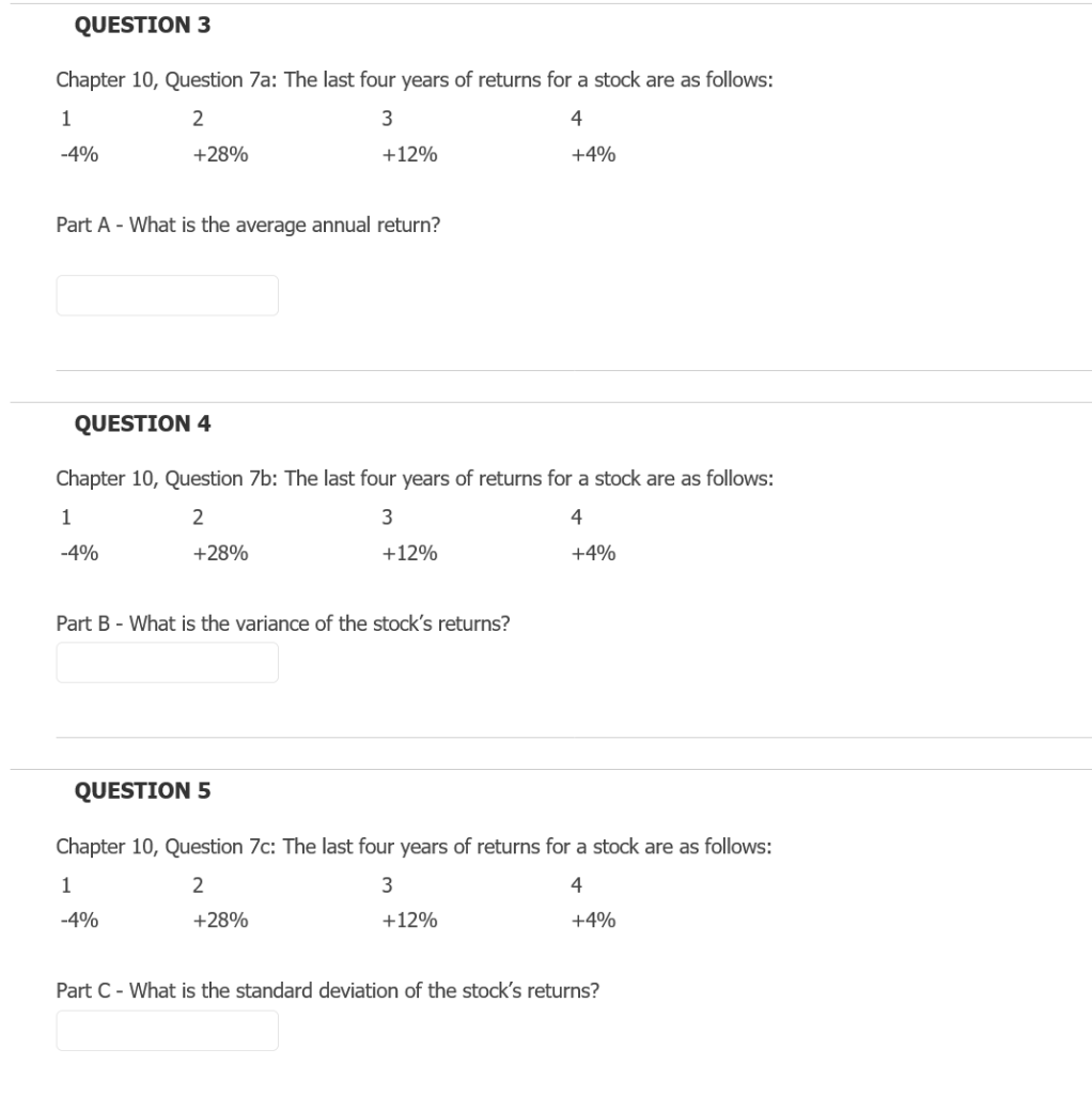  QUESTION 3 Chapter 10, Question 7a: The last four years of