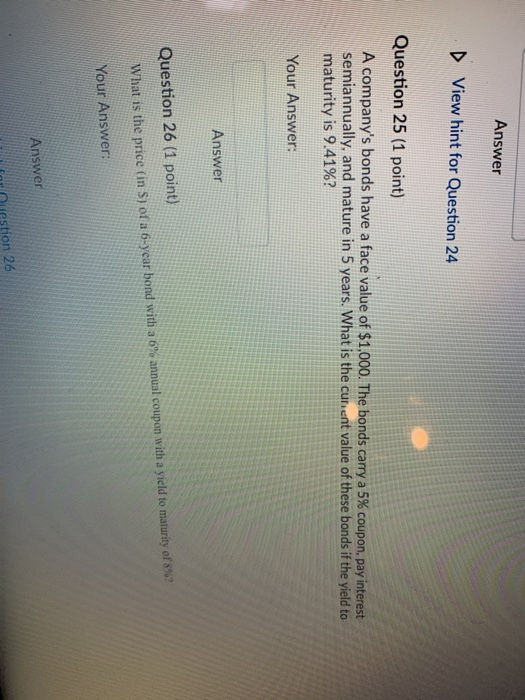  Answer D View hint for Question 24 Question 25 (1 point)