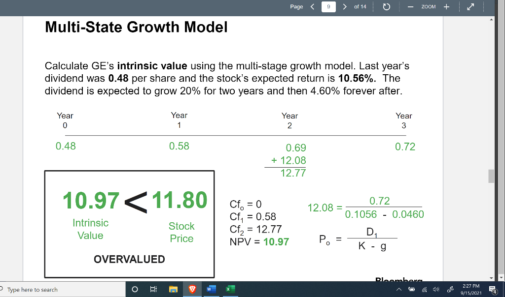 Could you please explain how the NPV was found using excel Page