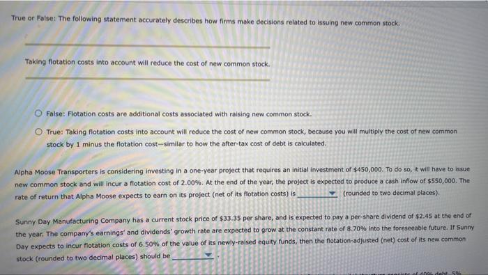  please solve, thank you! True or False: The following statement accurately