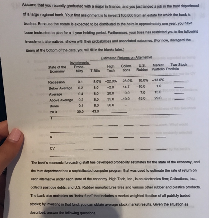  You should recognize that basing a decision solely on expected returns