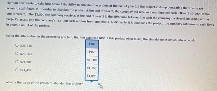 an initial investment of $15,000. The base case cash flows for this