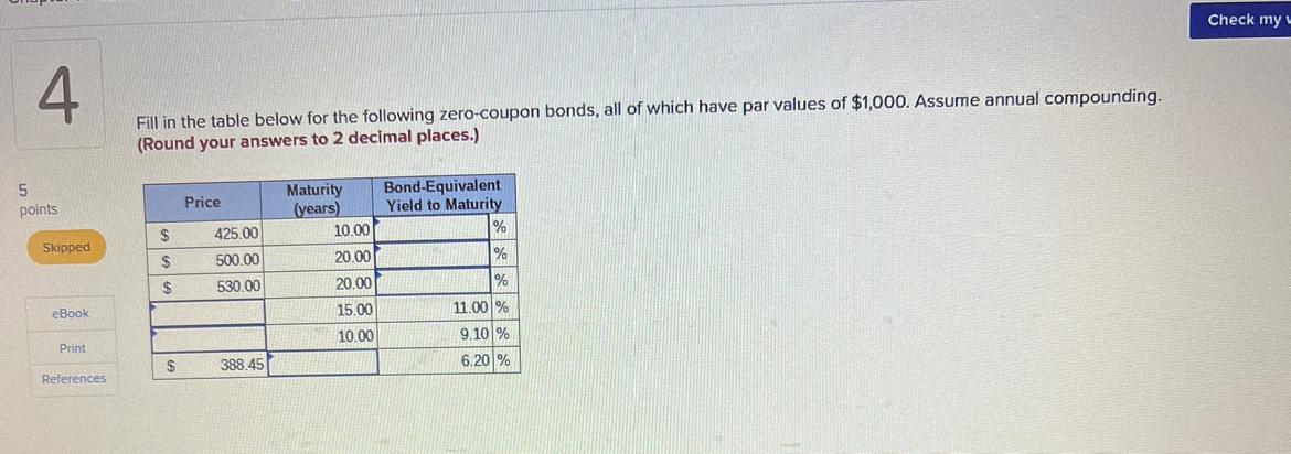  Check my 4 Fill in the table below for the following