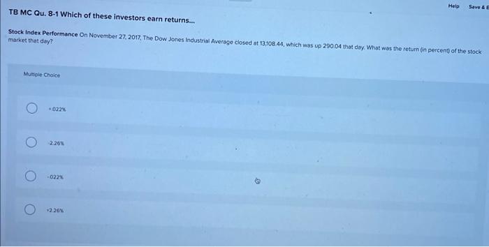  Help Save & E TB MC Qu. 8-1 Which of these
