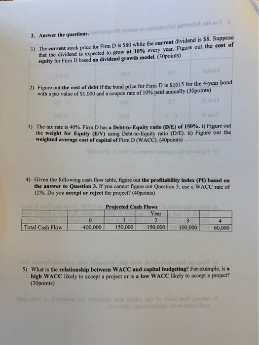  do the whole thing plese 2. Answer the questions. 1) The