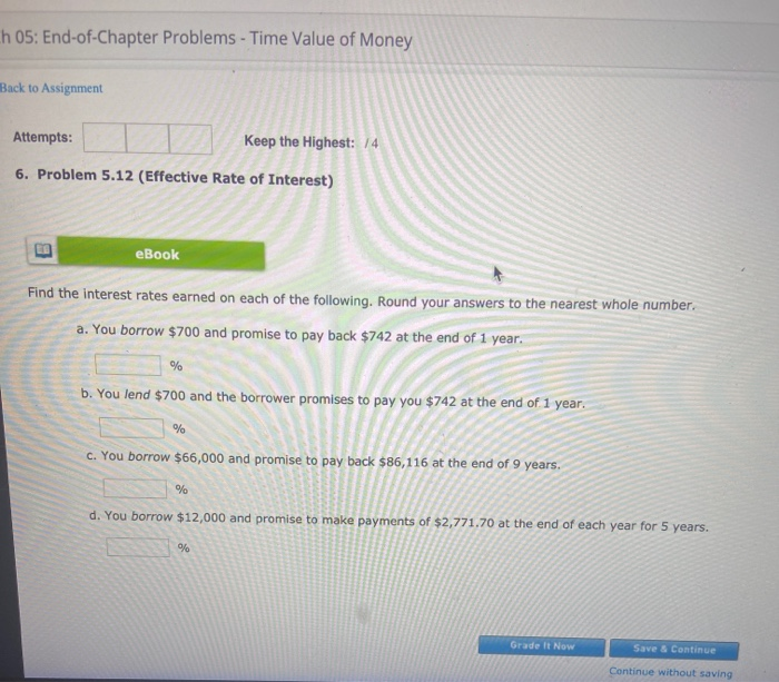  Ch 05: End-of-Chapter Problems - Time Value of Money Back to