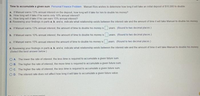  Time to accumulate a given sum Personal Finance Problem Manuel Rios