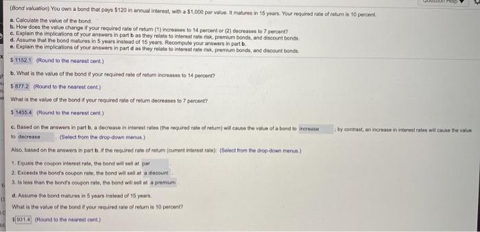 help with problems d and e. the answer in d is incorrect.