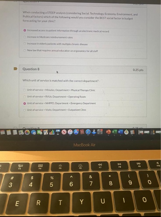 years Cost and revenue for the coming year D Question 2 0.25