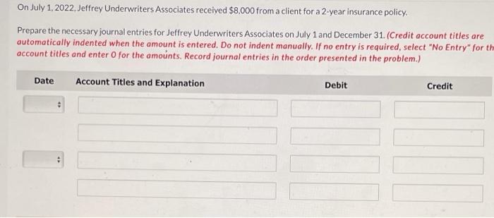 titles are automatically indented when the amount is entered. Do not indent