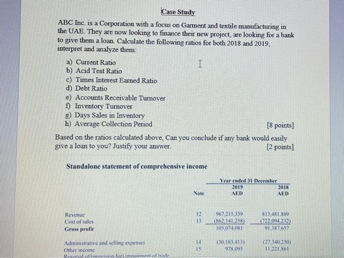  I Case Study ABC Inc. is a Corporation with a focus