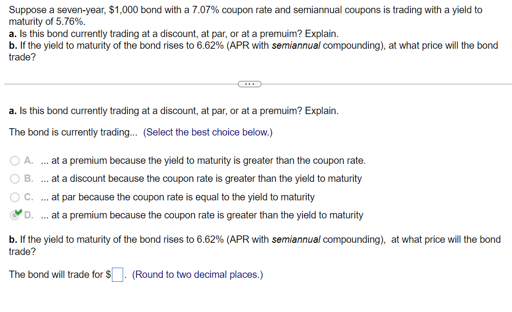 Please explain how you got your answer as well as each