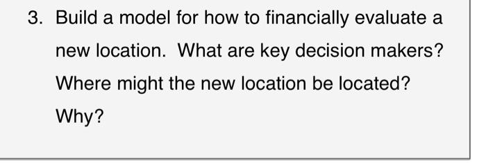 financial analysis to forciase what a new location should make. i already