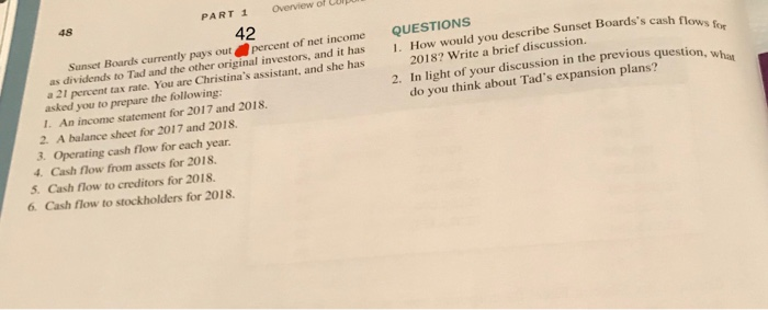 make sure to use 42% MINICASE cash Flows and Financial Statements at
