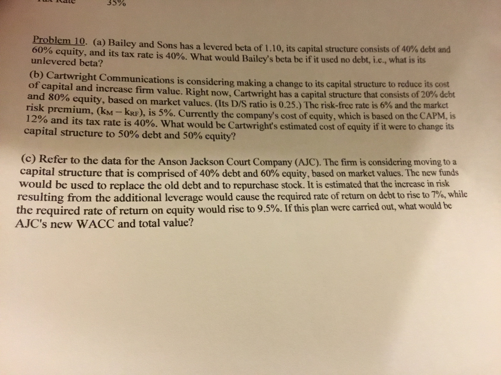 IL Idle 35% Problem 10. (a) Bailey and Sons has a
