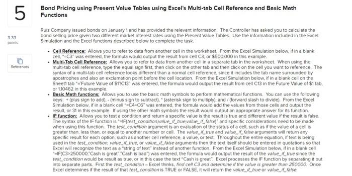  5 Bond Pricing using Present Value Tables using Excel's Multi-tab Cell