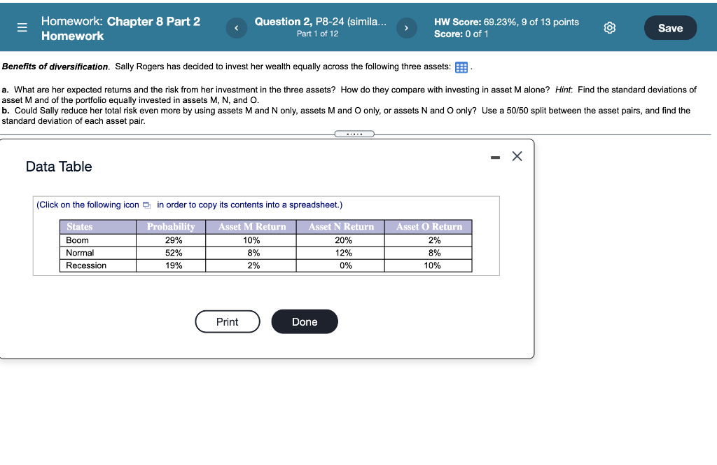 Homework: Chapter 8 Part 2 Homework Question 2, P8-24 (simila... Part
