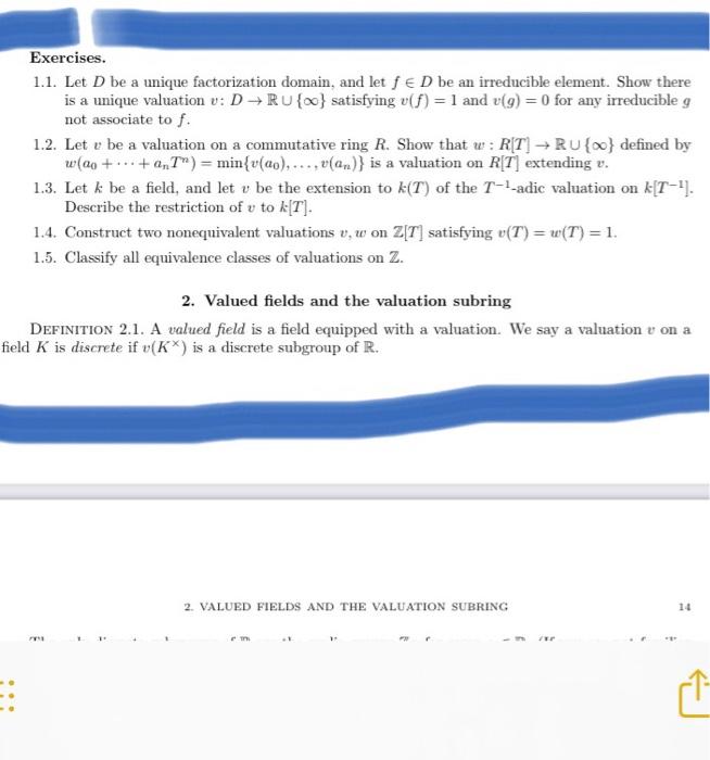  Exercises. 1.1. Let D be a unique factorization domain, and let