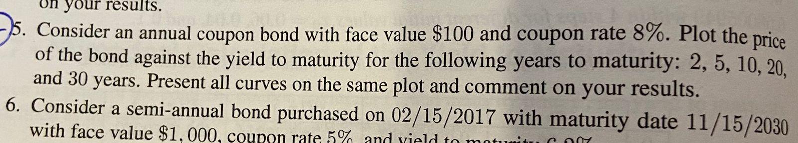 Please help me with question 5 to plot on Excel. Thank you