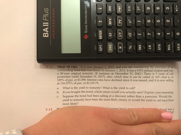  ?: ? - 7-12 YIELD TO CALL It is now January