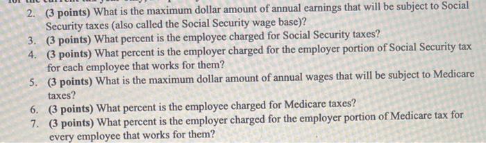 State values for the current tax year 2. (3 points) What is