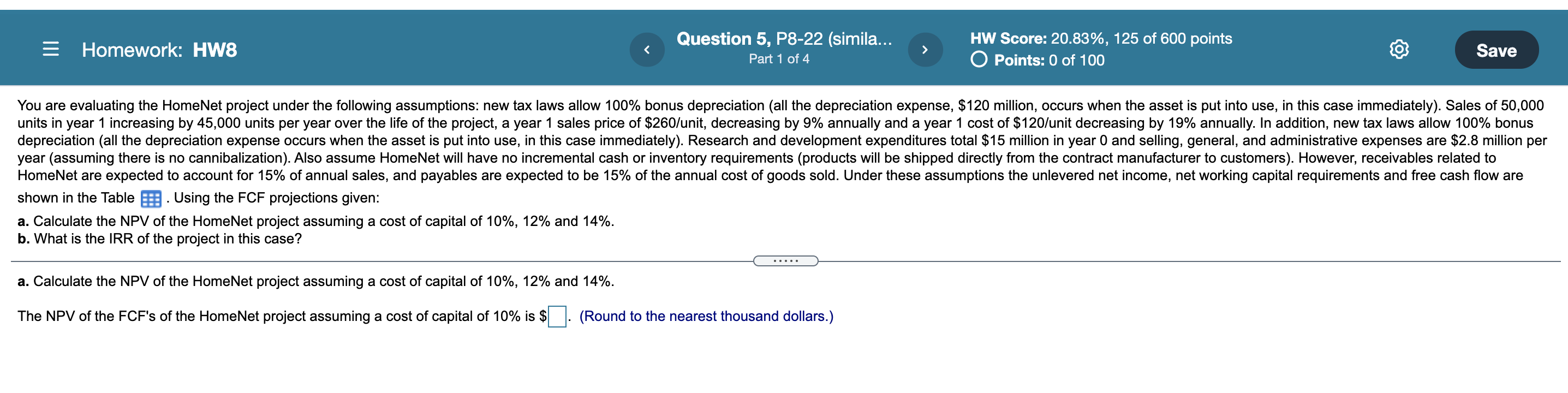  answer the question A and B = Homework: HW8 HW Score:
