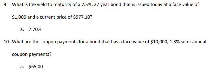  please provide formula and if possible excel 9. What is the
