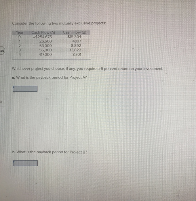  Consider the following two mutually exclusive projects: Year Cash Flow (A)