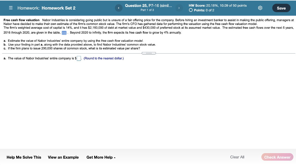 Homework: Homework Set 2 Question 25, P7-16 (simil... Part 1 of