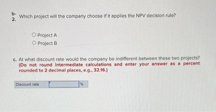What is the IRR for each of these projects? (Do not round
