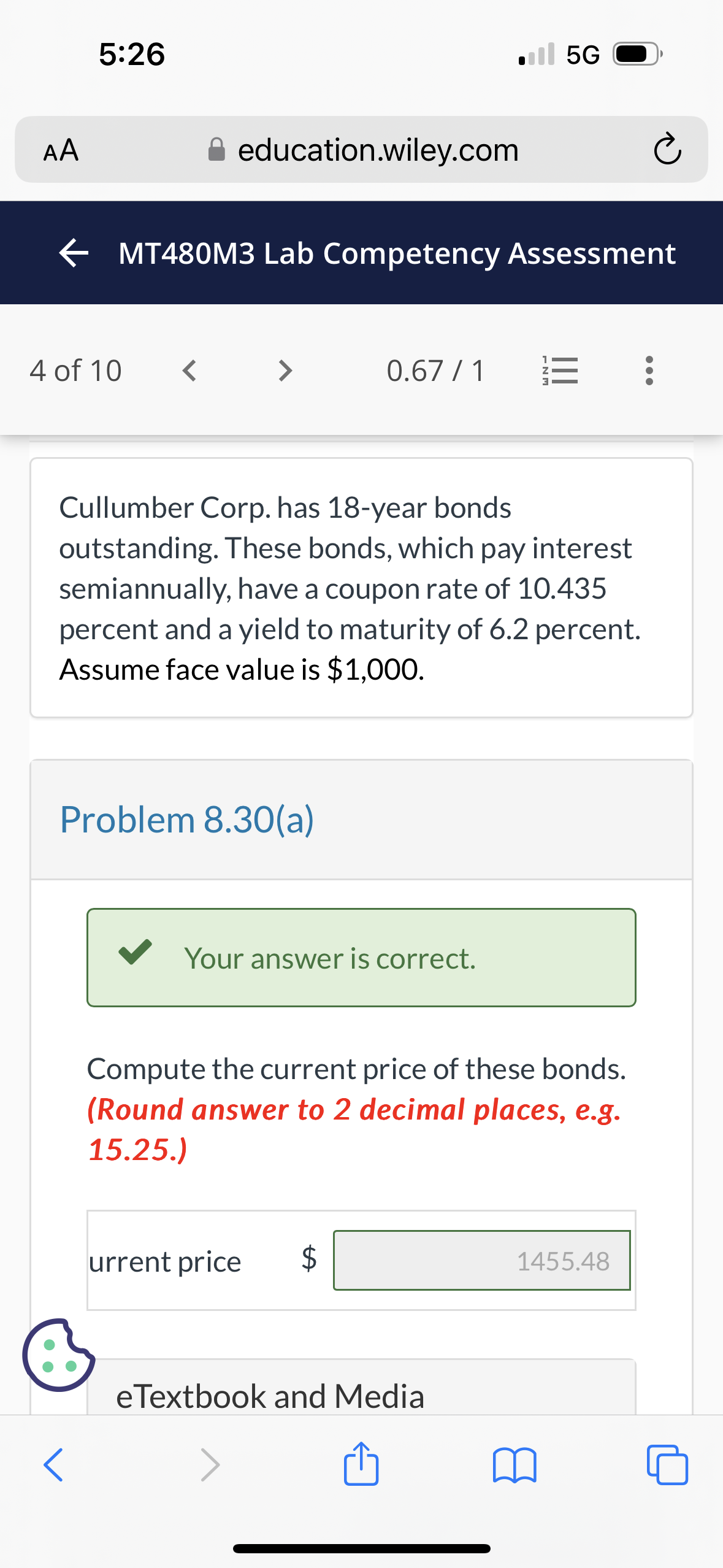 Just need the incorrect answer at the bottom.. Cullumber Corp. has 18-year