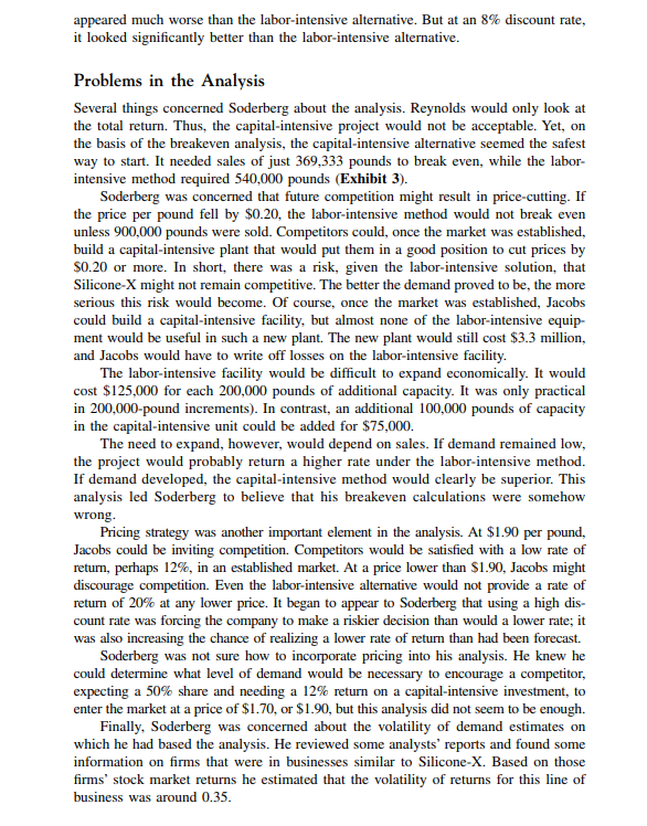 financial analyst for the Jacobs Division of MacFadden Chemical Company, was reviewing