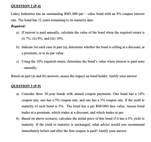 AND BOND VALUATION QUESTION 1 (P-3) a) Mbo Ltd has the following
