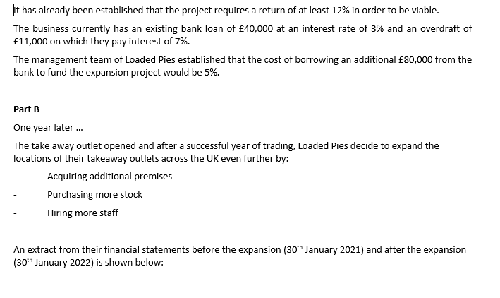 It has already been established that the project requires a return